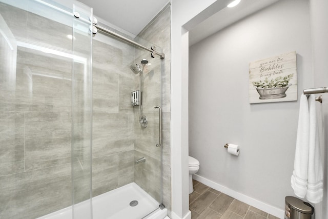 6803 Las Brisas Dr, Houston, TX 77083 - bathroom featuring a shower stall and wood finish floors