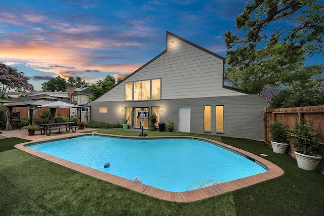 6803 Las Brisas Dr, Houston, TX 77083 - view of swimming pool with a gazebo and a patio
