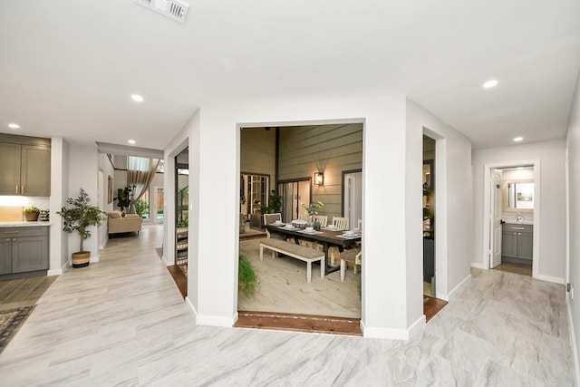 6803 Las Brisas Dr, Houston, TX 77083 - hall with recessed lighting and baseboards
