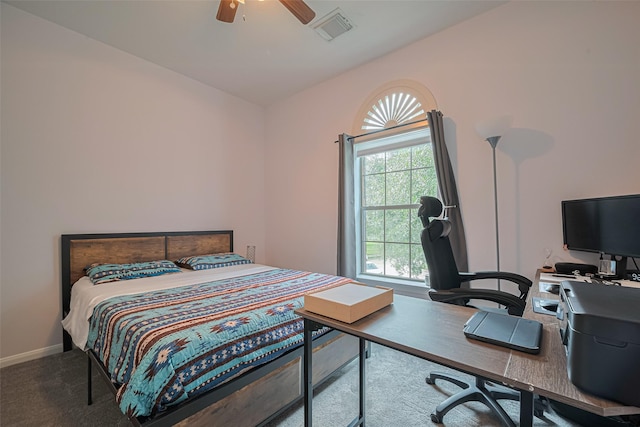 21002 Beech Landing Ln, Katy, TX 77450 - bedroom with an office area, carpet flooring, and a ceiling fan