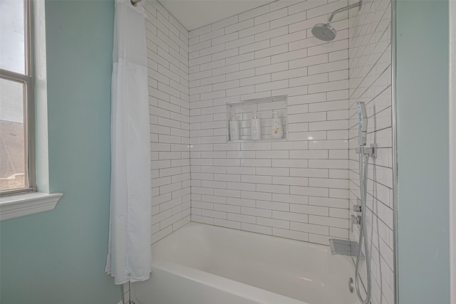 21002 Beech Landing Ln, Katy, TX 77450 - bathroom featuring plenty of natural light and shower / bath combination with curtain