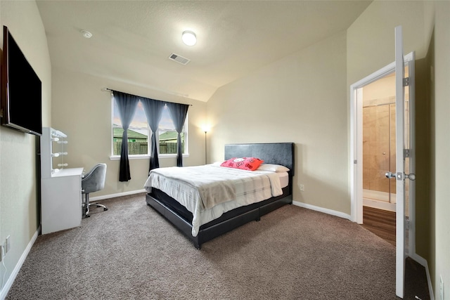 7427 Wheatley Gardens Dr, Houston, TX 77016 - carpeted bedroom with lofted ceiling and baseboards