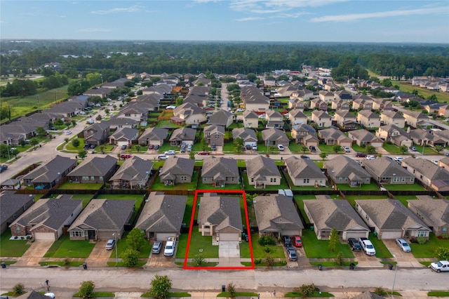 7427 Wheatley Gardens Dr, Houston, TX 77016 - aerial perspective of suburban area featuring property boundaries highlighted