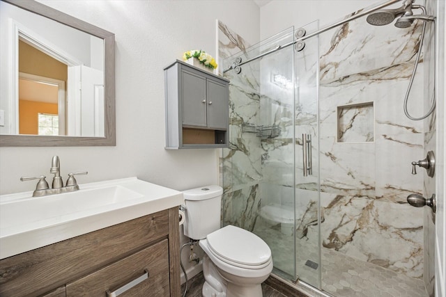 2708 Courtyard Ln, Pearland, TX 77584 - bathroom with a marble finish shower and vanity