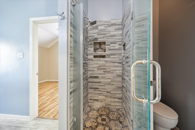 2708 Courtyard Ln, Pearland, TX 77584 - full bath with a stall shower and ornamental molding
