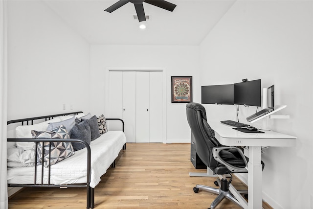 1801 Oneil St Unit C, Houston, TX 77019 - home office featuring ceiling fan and light wood finished floors