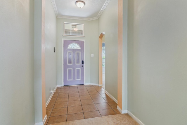 10207 Olive Mount St, Pearland, TX 77584 - tiled foyer with arched walkways and crown molding