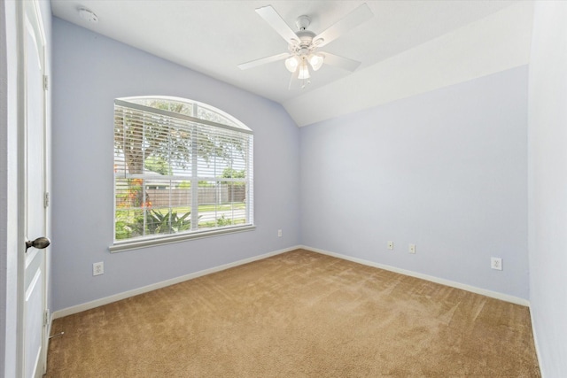 10207 Olive Mount St, Pearland, TX 77584 - carpeted spare room featuring a smoke detector, ceiling fan, and lofted ceiling