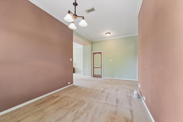 10207 Olive Mount St, Pearland, TX 77584 - carpeted empty room with ornamental molding and a chandelier