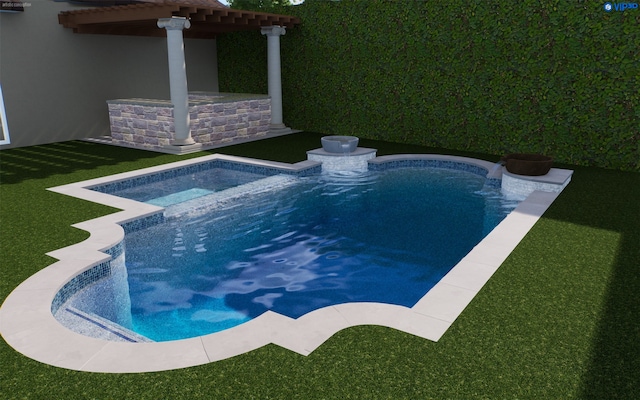 3751 Aberdeen Way, Houston, TX 77025 - view of swimming pool featuring a pergola and a pool with connected hot tub