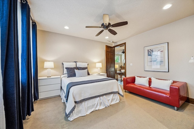 3751 Aberdeen Way, Houston, TX 77025 - bedroom featuring carpet flooring, recessed lighting, and a ceiling fan