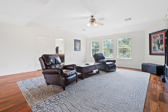 2326 Vinemead Ct, Katy, TX 77450 - living area with a ceiling fan and wood finished floors