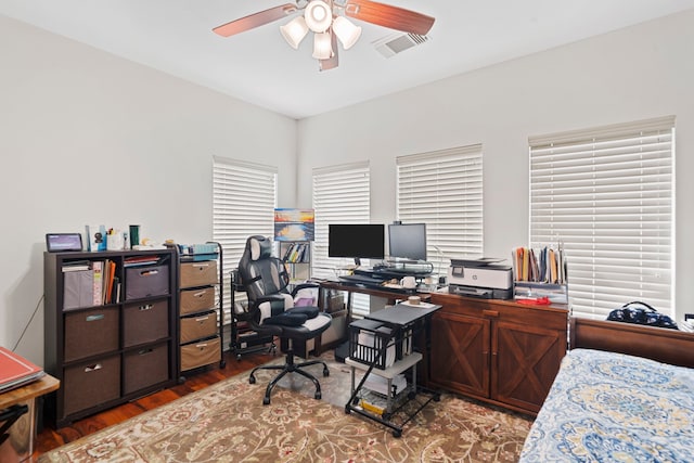 2326 Vinemead Ct, Katy, TX 77450 - office space with ceiling fan and wood finished floors