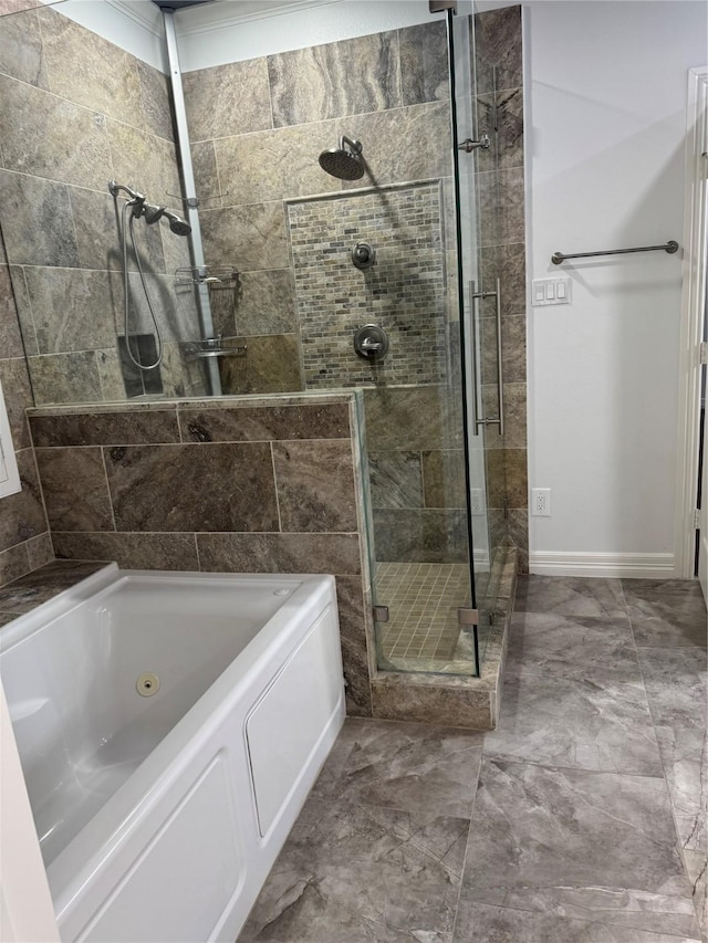 14410 Brentshire Ln, Houston, TX 77069 - bathroom with a jetted tub and a stall shower