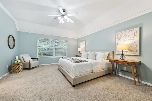 1339 Ella Pl, Houston, TX 77008 - bedroom with carpet floors, ornamental molding, and a ceiling fan