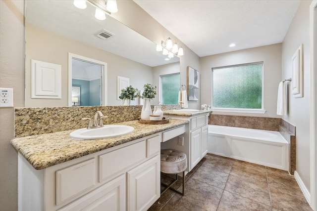 1339 Ella Pl, Houston, TX 77008 - full bathroom featuring double vanity and a garden tub