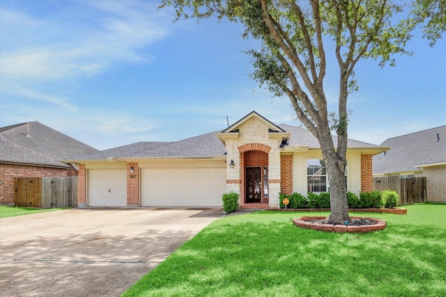7206 Broadelm Dr, Houston, TX 77095 - view of front of home with brick siding, an attached garage, concrete driveway, and a shingled roof