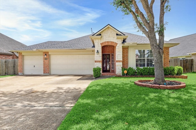 7206 Broadelm Dr, Houston, TX 77095 - view of front of property featuring brick siding, an attached garage, driveway, and a shingled roof