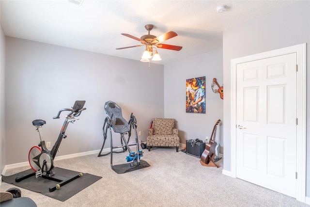 503 Detering St, Houston, TX 77007 - workout room featuring carpet and a ceiling fan