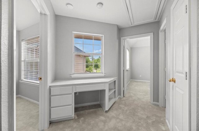 8814 Silent Willow Ln, Sugar Land, TX 77479 - hallway with attic access and light colored carpet