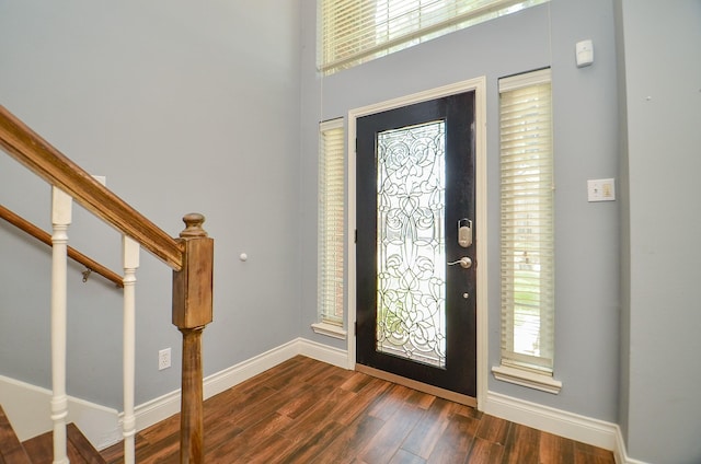 15018 Moss Boulder Ct, Houston, TX 77084 - entrance foyer with stairway and wood finished floors