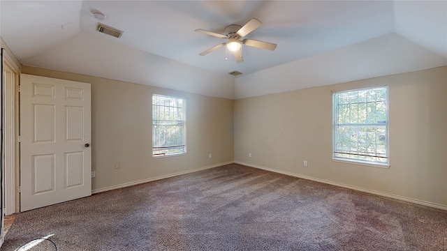 4106 Friar Point Rd, Houston, TX 77047 - unfurnished room featuring lofted ceiling, plenty of natural light, ceiling fan, carpet, and a smoke detector