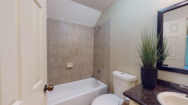 4106 Friar Point Rd, Houston, TX 77047 - full bath featuring vanity, washtub / shower combination, and lofted ceiling