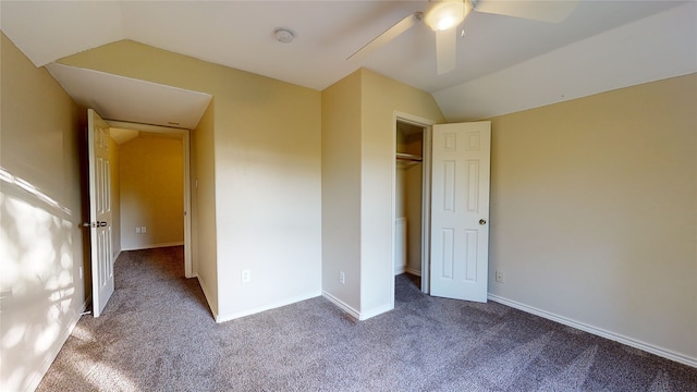 4106 Friar Point Rd, Houston, TX 77047 - unfurnished bedroom with vaulted ceiling, carpet flooring, a ceiling fan, and a closet