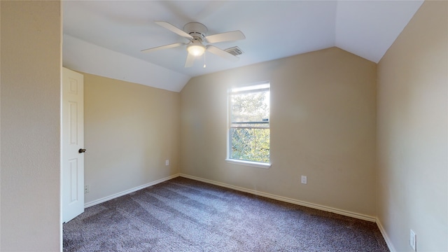 4106 Friar Point Rd, Houston, TX 77047 - carpeted empty room with vaulted ceiling and a ceiling fan