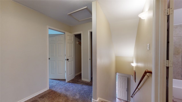 4106 Friar Point Rd, Houston, TX 77047 - hall featuring attic access, carpet, and an upstairs landing