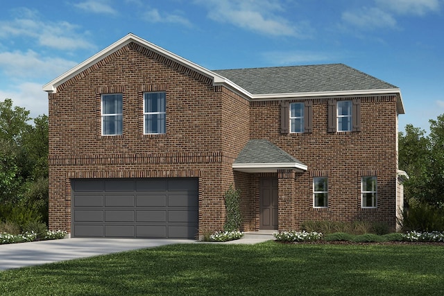 25507 Alpine Switchback Dr, Spring, TX 77373 - traditional home featuring brick siding, a garage, a front yard, and driveway
