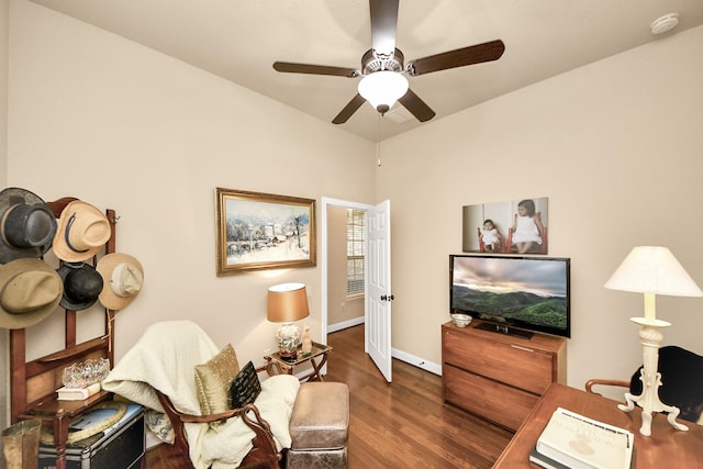9419 Pecos Pass Ct, Cypress, TX 77433 - living area featuring wood finished floors and ceiling fan