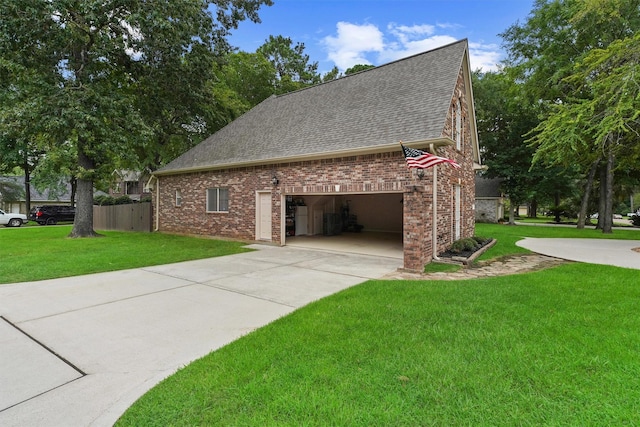 3330 Lake Island Dr, Montgomery, TX 77356 - view of home's exterior featuring a shingled roof, concrete driveway, a garage, and brick siding