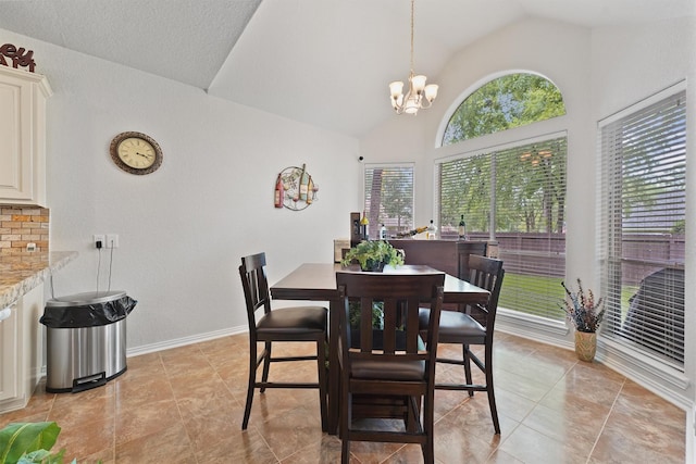 3330 Lake Island Dr, Montgomery, TX 77356 - dining room featuring lofted ceiling and a chandelier