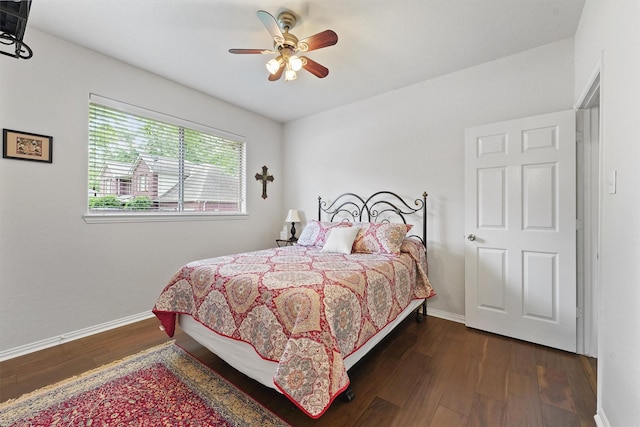 3330 Lake Island Dr, Montgomery, TX 77356 - bedroom featuring wood finished floors and a ceiling fan