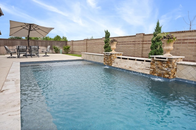 19219 Spotted Bass Ln, Cypress, TX 77433 - view of swimming pool with a fenced backyard and a patio