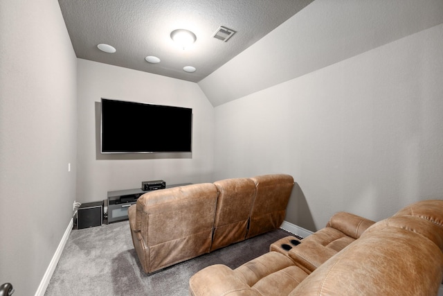19219 Spotted Bass Ln, Cypress, TX 77433 - carpeted cinema featuring a textured ceiling and lofted ceiling