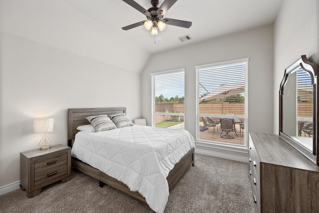 19219 Spotted Bass Ln, Cypress, TX 77433 - bedroom featuring carpet floors, ceiling fan, and vaulted ceiling