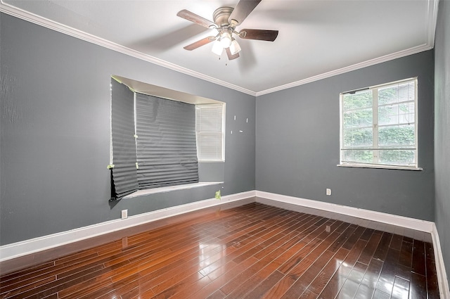 4610 Brinkman St, Houston, TX 77018 - empty room with ornamental molding, ceiling fan, and wood finished floors