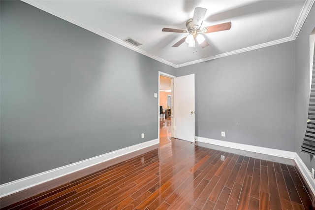 4610 Brinkman St, Houston, TX 77018 - unfurnished room with a ceiling fan, wood finished floors, and ornamental molding