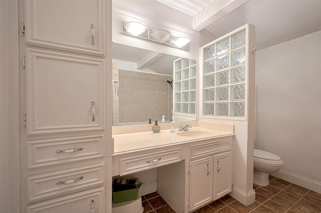 4610 Brinkman St, Houston, TX 77018 - full bathroom with a shower, vanity, and tile patterned flooring