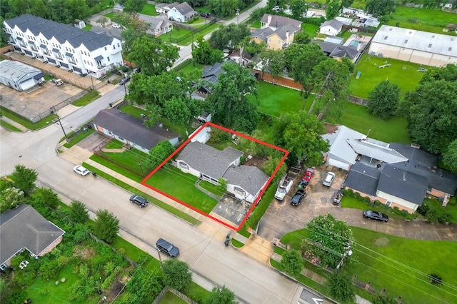 4610 Brinkman St, Houston, TX 77018 - aerial view of residential area with property parcel outlined
