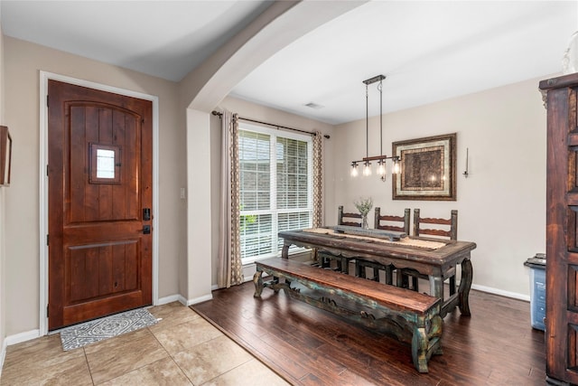 19334 St Winfred Dr, Spring, TX 77379 - foyer entrance featuring arched walkways and wood finished floors