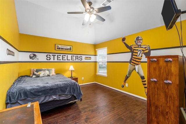 19334 St Winfred Dr, Spring, TX 77379 - bedroom with lofted ceiling, wood finished floors, and a ceiling fan