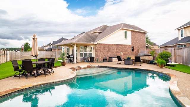 19334 St Winfred Dr, Spring, TX 77379 - view of pool featuring a patio area, a fenced backyard, and outdoor dining area