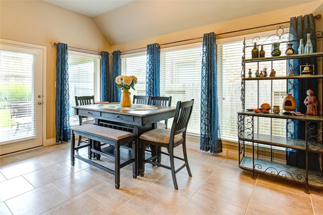 3411 Brampton Island Dr, Katy, TX 77494 - dining room with vaulted ceiling and light tile patterned floors