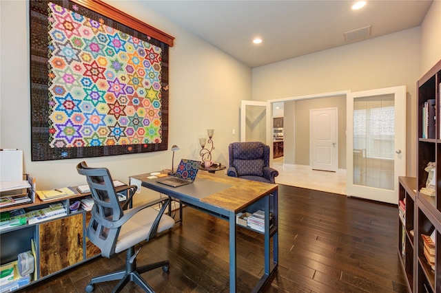 3411 Brampton Island Dr, Katy, TX 77494 - office with hardwood / wood-style flooring and recessed lighting