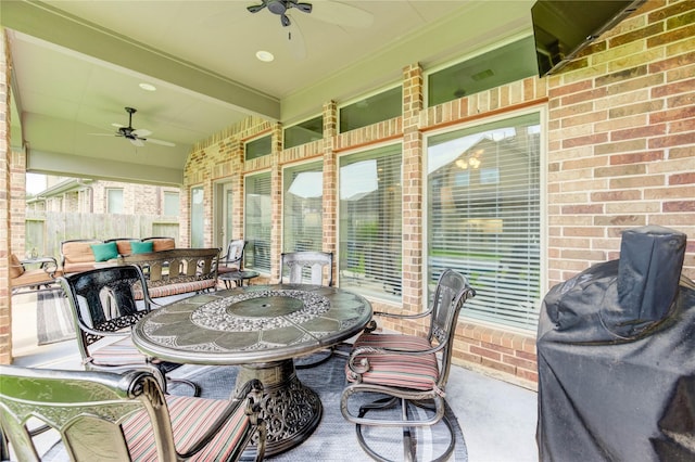 3411 Brampton Island Dr, Katy, TX 77494 - view of patio with outdoor dining area and a ceiling fan