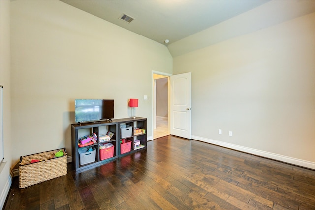 3411 Brampton Island Dr, Katy, TX 77494 - playroom featuring lofted ceiling and hardwood / wood-style flooring