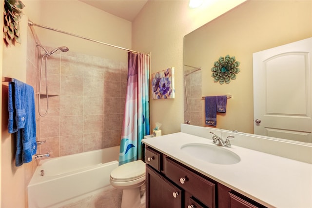 3411 Brampton Island Dr, Katy, TX 77494 - bathroom with shower / tub combo, vanity, and tile patterned floors
